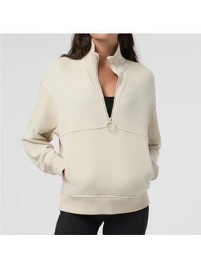 Vuori Cream Half-Zip Mock Neck Pullover